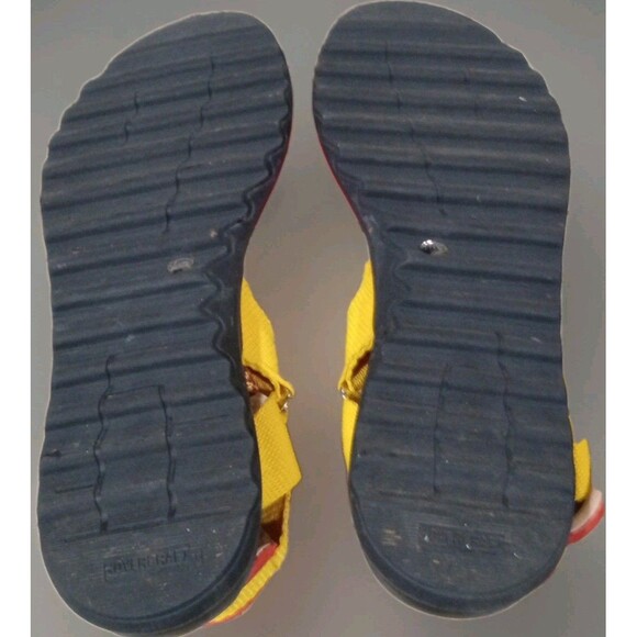 VTG Sesto Meucci Red Yellow Leather Sandals 11M Italy Colorblock Artsy EUC - Picture 6 of 8